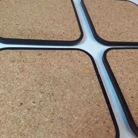 Set of 4 Korean Folk Art Square Coasters Cork Backing 4 inches - Picture 9 of 9